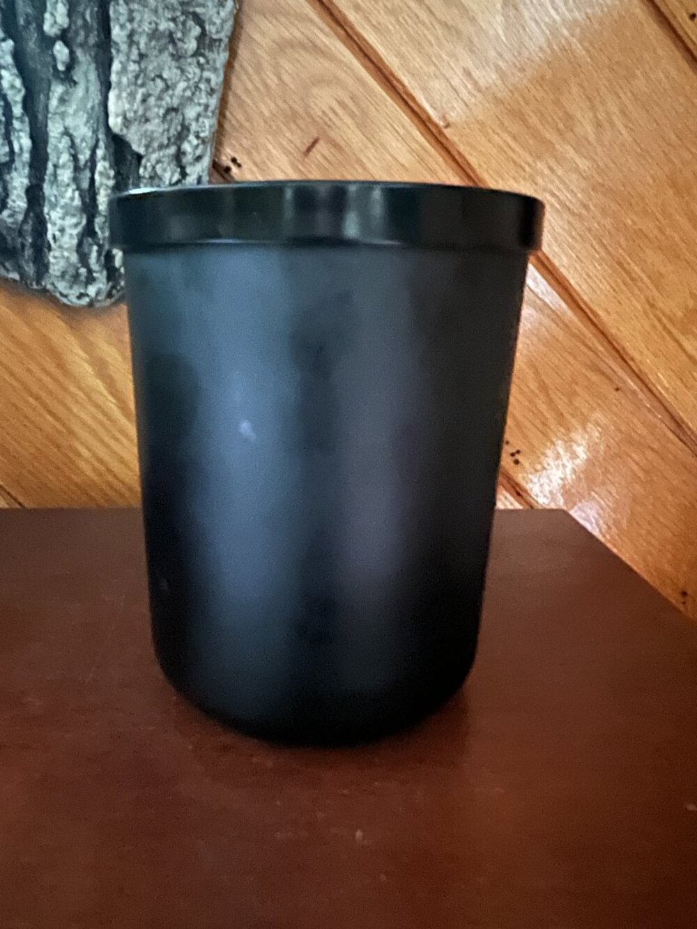 Empty Solid Black Glass Jar